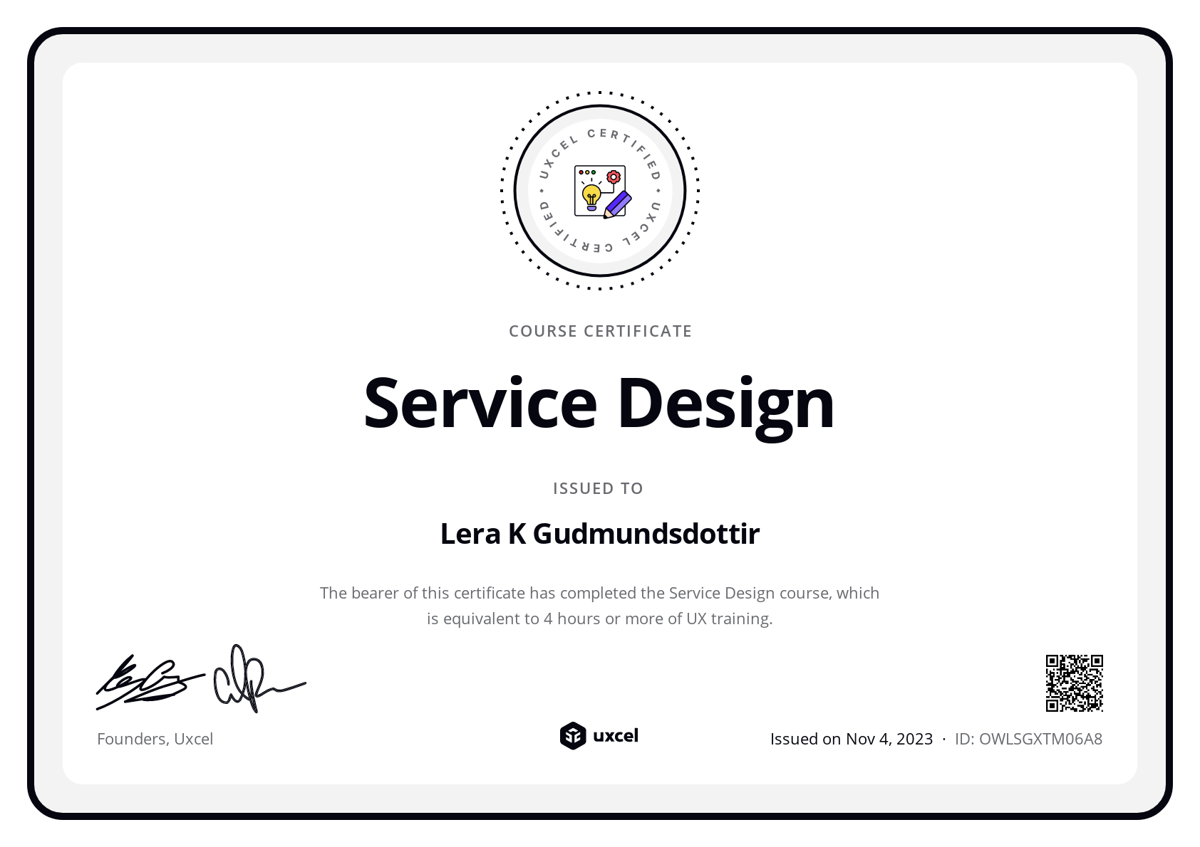 Lera's certificate
